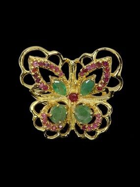 Genuine Emerald & Ruby Butterfly Ring
See Video